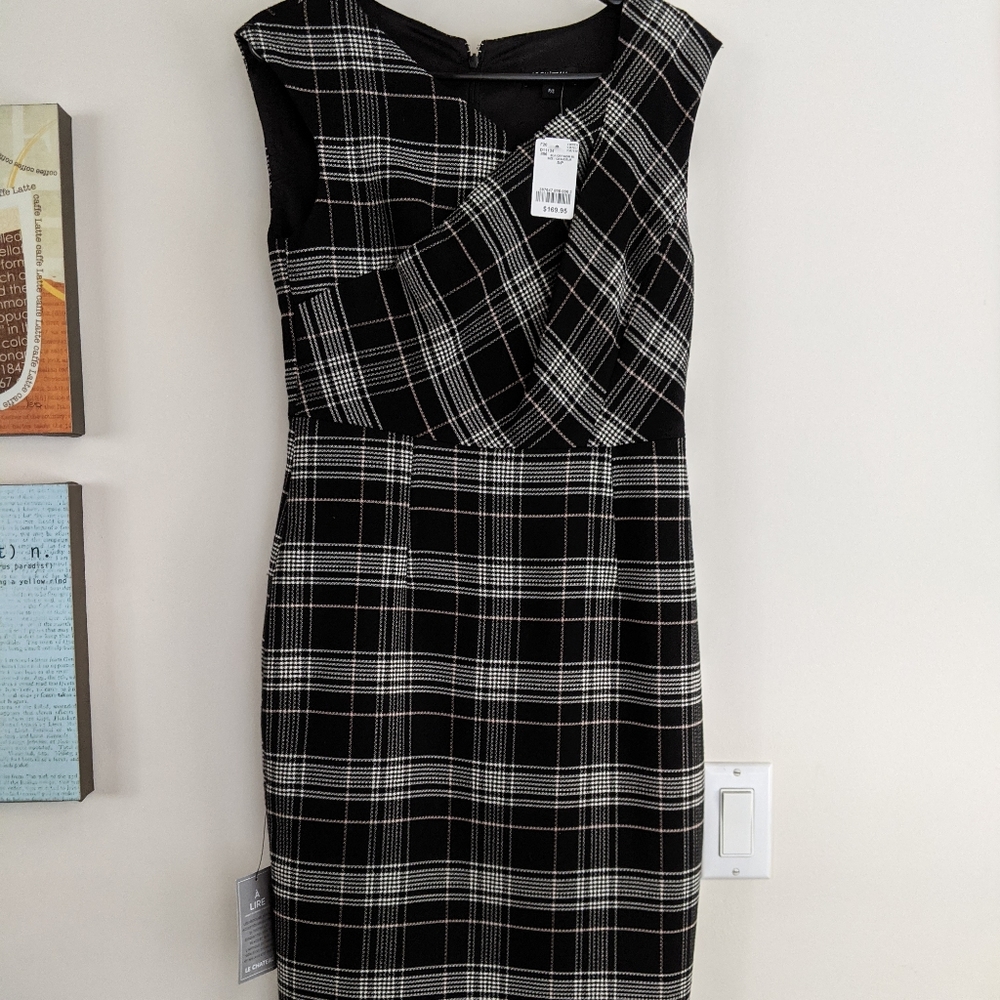 Check Print Double Weave Sheath dress